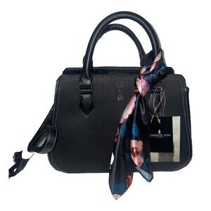 London Fog NWT Black Crossbody Small Bag Scarf Charm